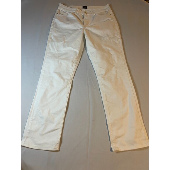 LEE Jeans Womens Size 10 White Denim Classic Fit Crisp Clean Spring Mom Straight - Picture 1 of 5